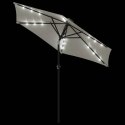 VidaXL Parasol ogrodowy z LED, stalowy słupek, biały, 225x225x212 cm