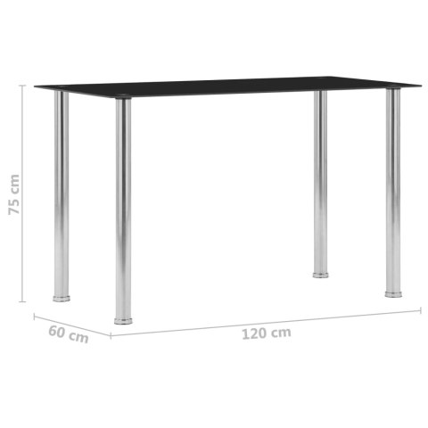 VidaXL Stół jadalniany, czarny, 120x60x75 cm, hartowane szkło VidaXL Stół jadalniany, czarny, 120x60x75 cm, hartowane szkło