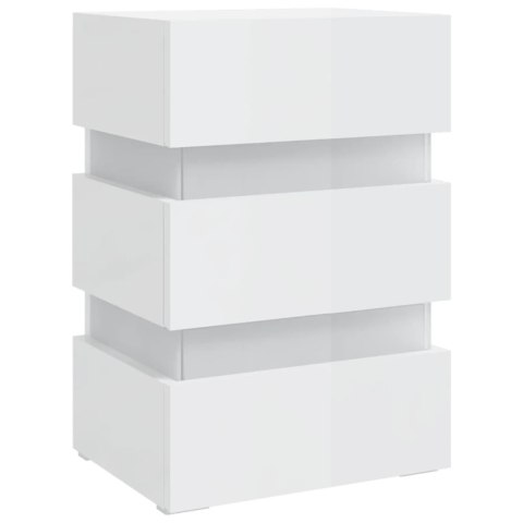 VidaXL Szafka nocna z LED, wysoki połysk, biała, 45x35x67 cm VidaXL Szafka nocna z LED, wysoki połysk, biała, 45x35x67 cm