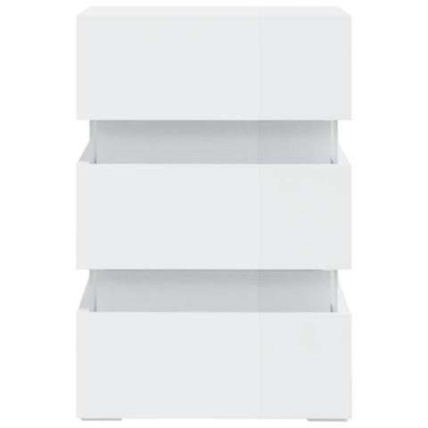 VidaXL Szafka nocna z LED, wysoki połysk, biała, 45x35x67 cm VidaXL Szafka nocna z LED, wysoki połysk, biała, 45x35x67 cm
