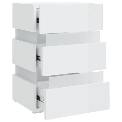 VidaXL Szafka nocna z LED, wysoki połysk, biała, 45x35x67 cm VidaXL Szafka nocna z LED, wysoki połysk, biała, 45x35x67 cm