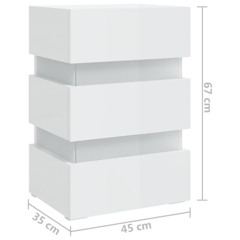 VidaXL Szafka nocna z LED, wysoki połysk, biała, 45x35x67 cm VidaXL Szafka nocna z LED, wysoki połysk, biała, 45x35x67 cm
