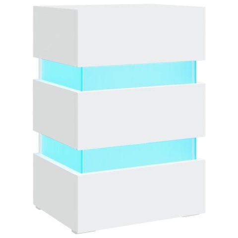 VidaXL Szafka nocna z LED, biała, 45x35x67 cm, materiał drewnopochodny VidaXL Szafka nocna z LED, biała, 45x35x67 cm, materiał drewnopochodny