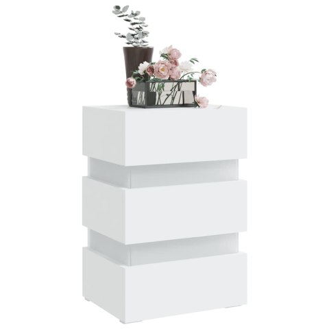 VidaXL Szafka nocna z LED, biała, 45x35x67 cm, materiał drewnopochodny VidaXL Szafka nocna z LED, biała, 45x35x67 cm, materiał drewnopochodny