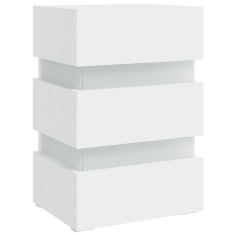 VidaXL Szafka nocna z LED, biała, 45x35x67 cm, materiał drewnopochodny VidaXL Szafka nocna z LED, biała, 45x35x67 cm, materiał drewnopochodny