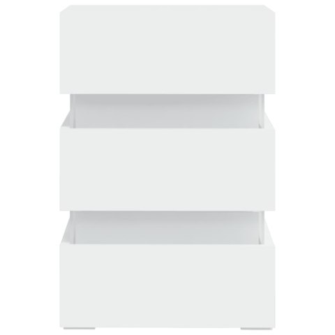 VidaXL Szafka nocna z LED, biała, 45x35x67 cm, materiał drewnopochodny VidaXL Szafka nocna z LED, biała, 45x35x67 cm, materiał drewnopochodny