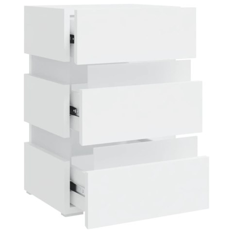 VidaXL Szafka nocna z LED, biała, 45x35x67 cm, materiał drewnopochodny VidaXL Szafka nocna z LED, biała, 45x35x67 cm, materiał drewnopochodny