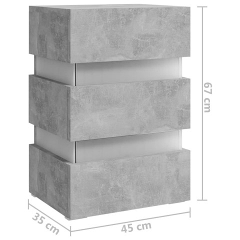 VidaXL Szafka nocna z LED, szara, 45x35x67 cm, materiał drewnopochodny VidaXL Szafka nocna z LED, szara, 45x35x67 cm, materiał drewnopochodny