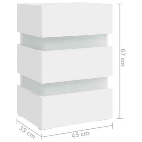 VidaXL Szafka nocna z LED, biała, 45x35x67 cm, materiał drewnopochodny VidaXL Szafka nocna z LED, biała, 45x35x67 cm, materiał drewnopochodny