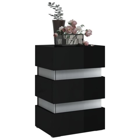 VidaXL Szafka nocna z LED, wysoki połysk, czarna, 45x35x67 cm VidaXL Szafka nocna z LED, wysoki połysk, czarna, 45x35x67 cm