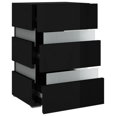 VidaXL Szafka nocna z LED, wysoki połysk, czarna, 45x35x67 cm VidaXL Szafka nocna z LED, wysoki połysk, czarna, 45x35x67 cm