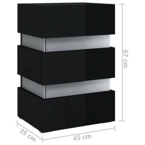 VidaXL Szafka nocna z LED, wysoki połysk, czarna, 45x35x67 cm VidaXL Szafka nocna z LED, wysoki połysk, czarna, 45x35x67 cm