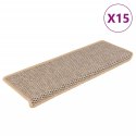 VidaXL Samoprzylepne nakładki na schody, 15 szt., 65x21x4 cm, beżowe