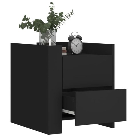 VidaXL Szafka nocna, czarna, 45x50x50 cm, materiał drewnopochodny VidaXL Szafka nocna, czarna, 45x50x50 cm, materiał drewnopochodny