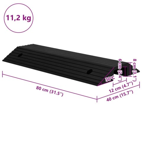 VidaXL Progowe mostki przejazdowe, 2 szt., 80x40x8 cm, gumowe VidaXL Progowe mostki przejazdowe, 2 szt., 80x40x8 cm, gumowe