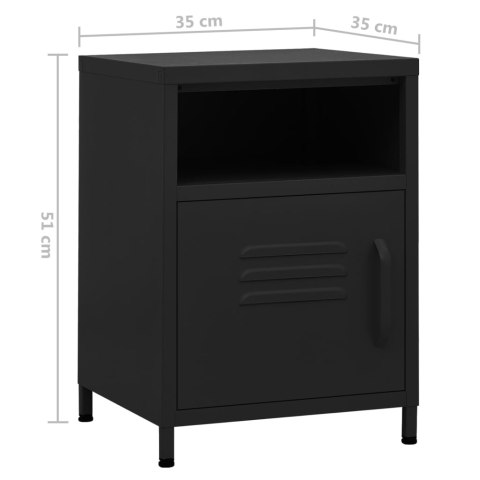 VidaXL Szafka nocna, czarna, 35x35x51 cm, stalowa VidaXL Szafka nocna, czarna, 35x35x51 cm, stalowa