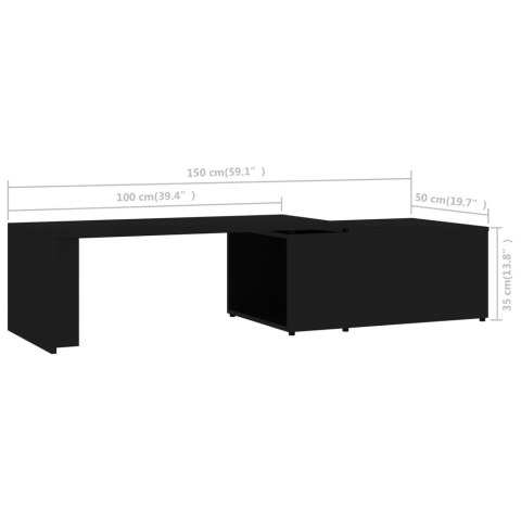 VidaXL Stolik kawowy, czarny, 150x50x35 cm, materiał drewnopochodny VidaXL Stolik kawowy, czarny, 150x50x35 cm, materiał drewnopochodny
