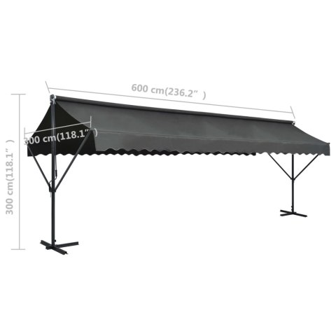 VidaXL Zadaszenie wolnostojące, 600x300 cm, antracytowe VidaXL Zadaszenie wolnostojące, 600x300 cm, antracytowe