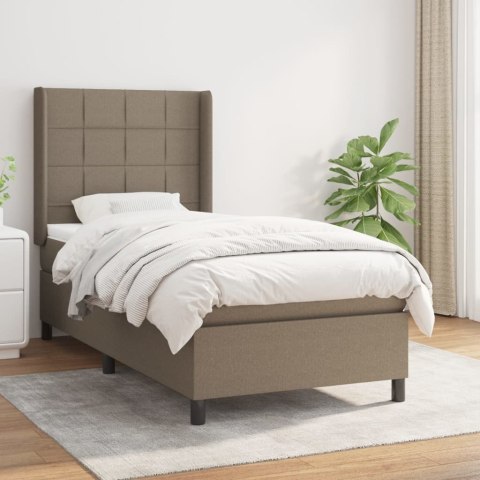 VidaXL Łóżko kontynentalne z materacem, taupe, tkanina, 90x200 cm