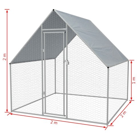 Klatka zewnętrzna dla kurcząt, stal galwanizowana, 2x2x2 m Klatka zewnętrzna dla kurcząt, stal galwanizowana, 2x2x2 m