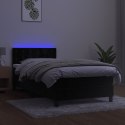 VidaXL Łóżko kontynentalne z materacem i LED, czarny aksamit 90x190 cm