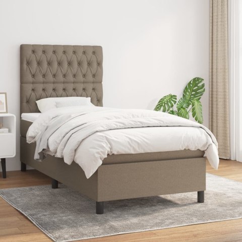 VidaXL Łóżko kontynentalne z materacem, taupe, tkanina, 90x200 cm