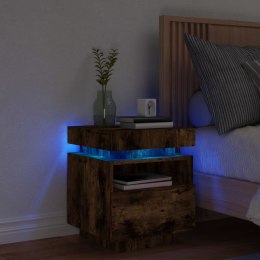 VidaXL Szafka nocna z oświetleniem LED, przydymiony dąb, 40x39x48,5 cm