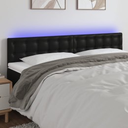 VidaXL Zagłówek do łóżka z LED, czarny, 160x5x78/88 cm, sztuczna skóra