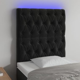 VidaXL Zagłówek do łóżka z LED, czarny, 80x7x118/128 cm, aksamit