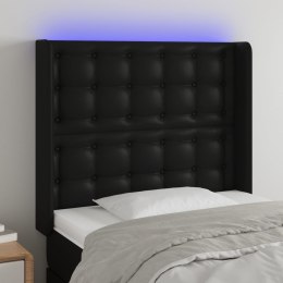 VidaXL Zagłówek do łóżka z LED, czarny 83x16x118/128 cm sztuczna skóra