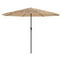 VidaXL Parasol ogrodowy z LED, stalowy słupek, brązowy, 324x324x247 cm