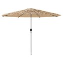 VidaXL Parasol ogrodowy z LED, stalowy słupek, brązowy, 324x324x247 cm