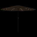 VidaXL Parasol ogrodowy z LED, stalowy słupek, brązowy, 324x324x247 cm