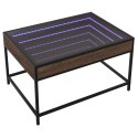 VidaXL Stolik kawowy z LED Infinity, brązowy dąb, 70x50x41 cm