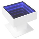 VidaXL Stolik kawowy z LED, biały 50x50x45 cm, materiał drewnopochodny