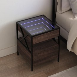 VidaXL Stolik nocny z LED Infinity, brązowy dąb, 40x40x51 cm