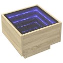 VidaXL Stolik nocny z LED Infinity, dąb sonoma, 40x40x30 cm