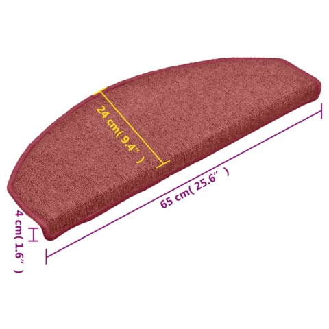 VidaXL Nakładki na schody, 15 szt., czerwone, 65x24x4 cm VidaXL Nakładki na schody, 15 szt., czerwone, 65x24x4 cm
