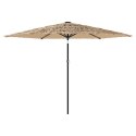 VidaXL Parasol ogrodowy z LED, stalowy słupek, brązowy, 288x288x225 cm