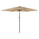 VidaXL Parasol ogrodowy z LED, stalowy słupek, brązowy, 288x288x225 cm