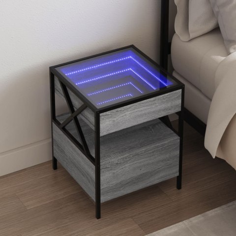 VidaXL Stolik kawowy z LED Infinity, szary dąb sonoma, 40x40x51 cm