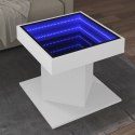 VidaXL Stolik kawowy z LED, biały 50x50x45 cm, materiał drewnopochodny