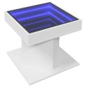 VidaXL Stolik kawowy z LED, biały 50x50x45 cm, materiał drewnopochodny