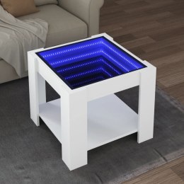 VidaXL Stolik kawowy z LED, biały 53x53x45 cm, materiał drewnopochodny