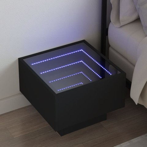 VidaXL Stolik nocny z LED Infinity, czarny, 40x40x30 cm