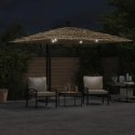 VidaXL Parasol ogrodowy z LED, stalowy słupek, brązowy, 290x290x238 cm