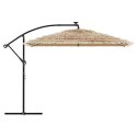 VidaXL Parasol ogrodowy z LED, stalowy słupek, brązowy, 290x290x238 cm