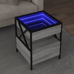 VidaXL Stolik kawowy z LED Infinity, szary dąb sonoma, 40x40x51 cm