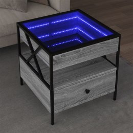 VidaXL Stolik kawowy z LED Infinity, szary dąb sonoma, 50x50x51 cm