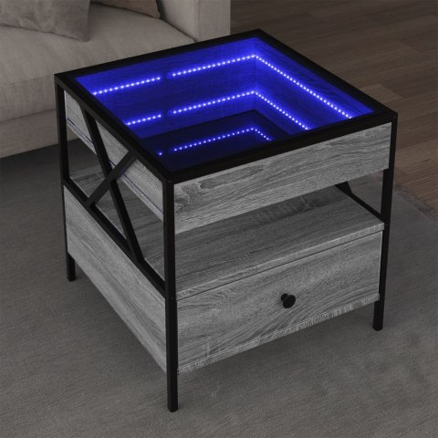 VidaXL Stolik kawowy z LED Infinity, szary dąb sonoma, 50x50x51 cm